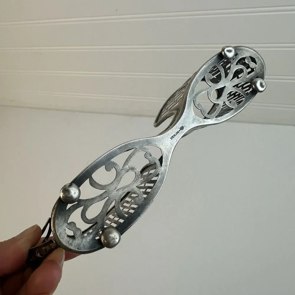 Antique Sterling Silver WEBSTER Art Nouveau Deco Teaspoon Holder Pierced Rack